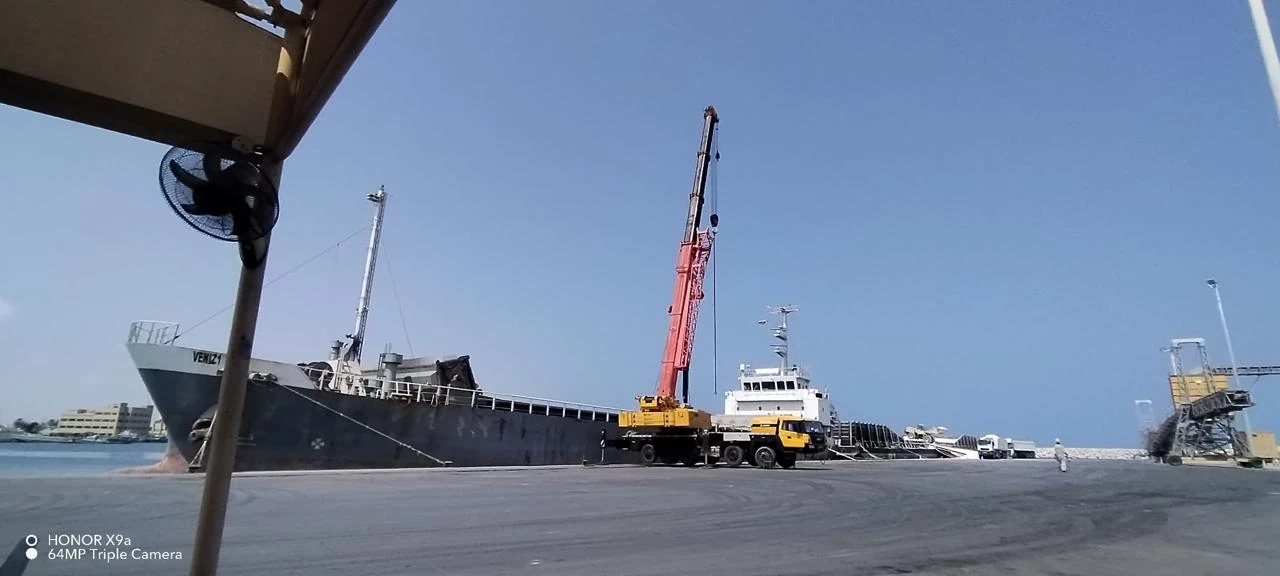 Crane at a waterfront site